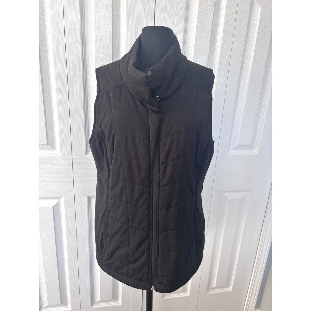 MITA Sportswear Women's Black Quilted Stand Collar Zipper Vest‎ Size L
